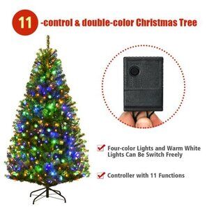 Costway 5Ft Pre-Lit Artificial Christmas Tree Hinged 150 LED Lights